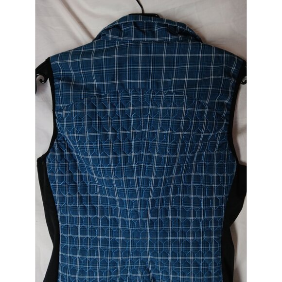 Kerrits Womens Quilted Blue Plaid Riding Vest S Asymmetrical Equestrian Riding - Picture 8 of 16